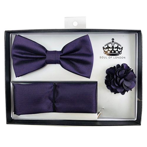 Soul of London Bow Tie Set, Purple - Caswell's Fine Menswear
