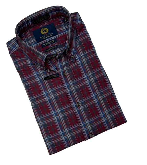 🇨🇦 Viyella Button Down Shirt | Burgandy - Caswell's Fine Menswear