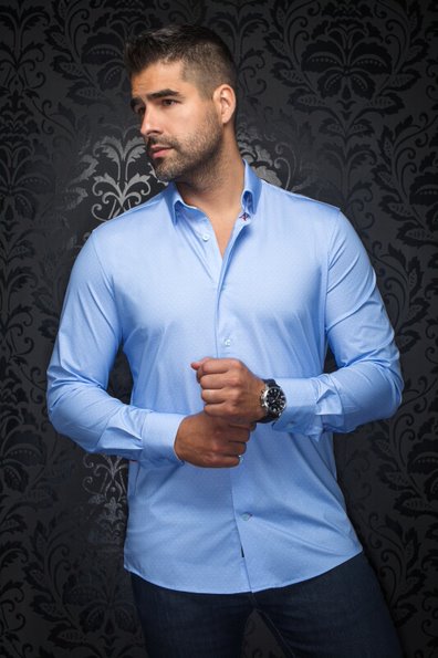 Au Noir Shirt Alexander Extra Stretch NDL, Light Blue - Caswell's Fine Menswear