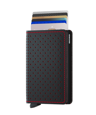 Slim Wallet Perforated, Black/Red - Caswell's Fine Menswear