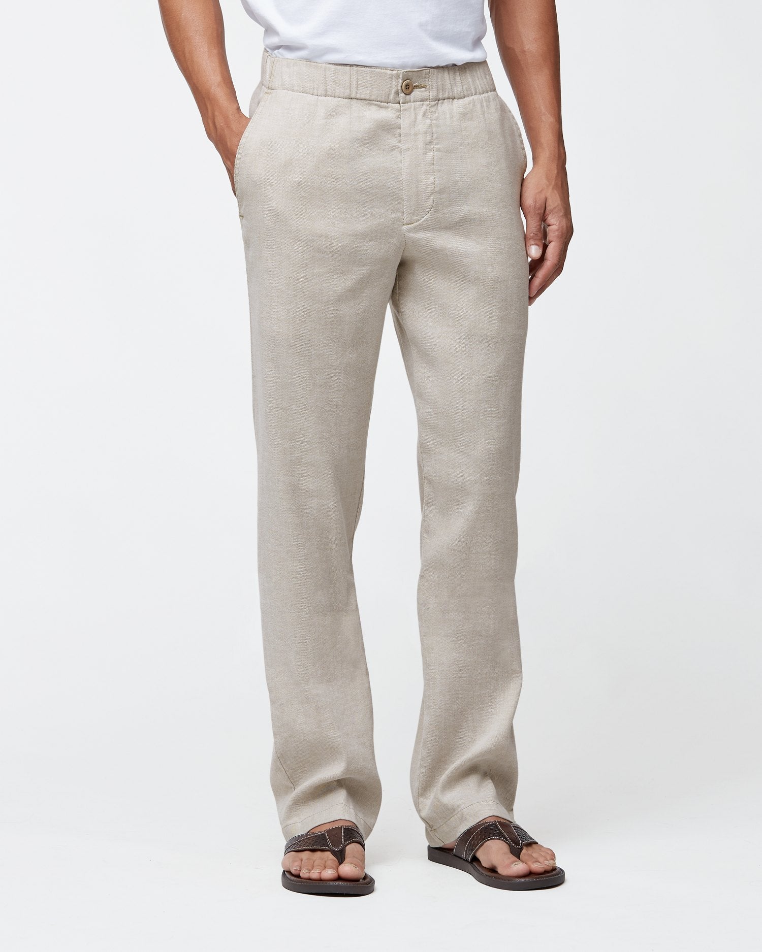 Beach Linen Pant, Stone Khaki Caswell's Fine Menswear