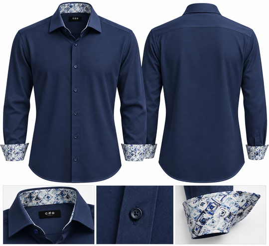 CEO Luxury 360° Stretch Shirt Long Sleeve | Navy