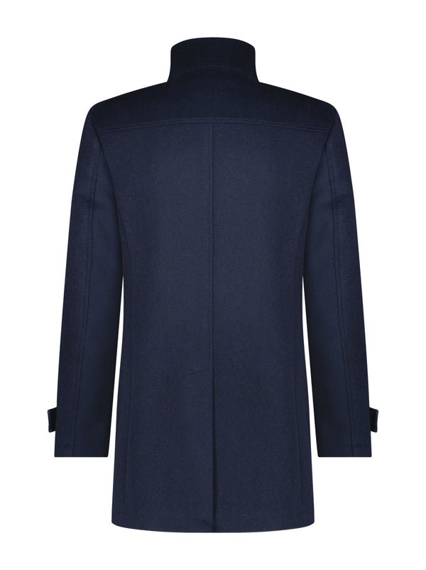A Fish Named Fred Fennel Neck Coat, Navy - Caswell's Fine Menswear