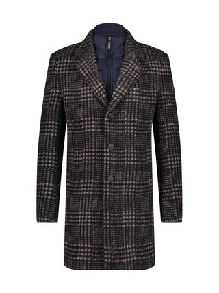 A Fish Named Fred Overcoat Check | Navy/Brown - Caswell's Fine Menswear