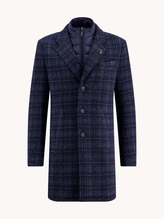 A Fish Named Fred Overcoat | Navy Check