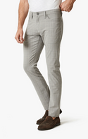 34 Heritage Courage Straight Leg Pants In Grey Checked - Caswell's Fine Menswear