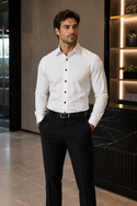 7 Downie St. Silk Touch Shirt with Stretch | White/Black