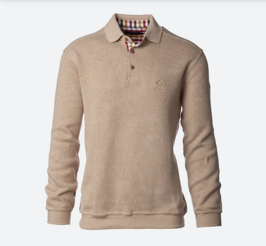 Ethnic Blue SIGNATURE Polo Sweater Soft Touch | Oatmeal