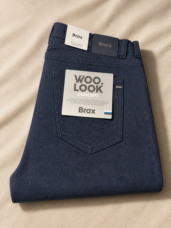 Brax Wool Look Pant Chuck (07-3223) | Night Blue