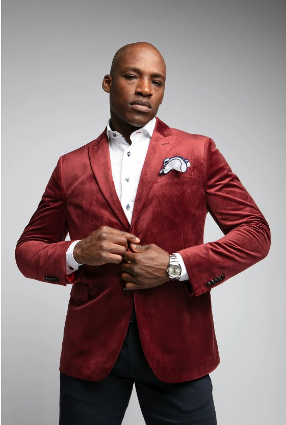 7 Downie Street Blazer Exton, Burgandy - Caswell's Fine Menswear