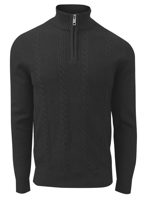 Point Zero Cable Knit Sweater 1/4 Zip | Charcoal