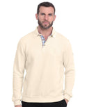 Ethnic Blue Polo Sweater Soft Touch | Ecru - Caswell's Fine Menswear