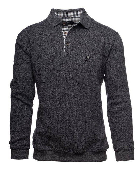 Ethnic Blue SIGNATURE Polo Sweater Soft Touch | Melange Dark Grey