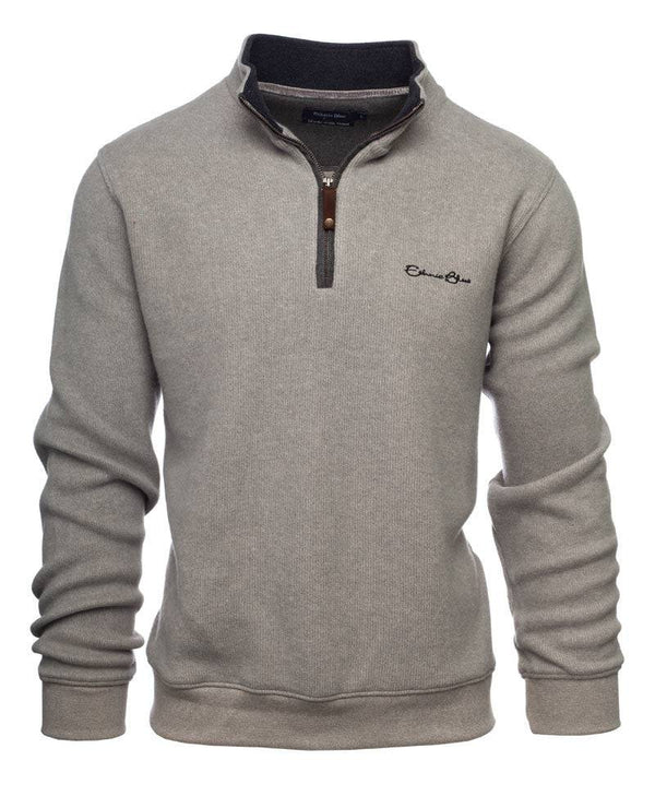 Ethnic Blue 1/4 Zip Sweater Soft Touch | Light  Grey - Caswell's Fine Menswear