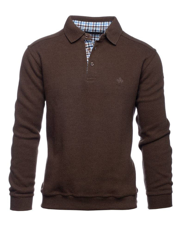 Ethnic Blue Polo Sweater Soft Touch | Milky Coffee - Caswell's Fine Menswear