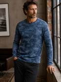 John Varvatos Parson Printed Textured Crew | Navy
