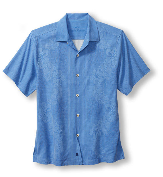 Tommy Bahama Bali Border Silk Camp Shirt | Mountain Bluebell - Caswell's Fine Menswear