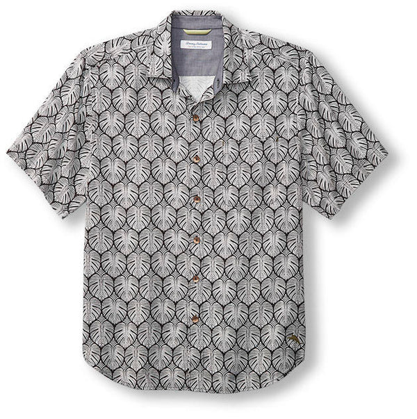 Tommy Bahama Shirt Monstera Tiles, Black - Caswell's Fine Menswear