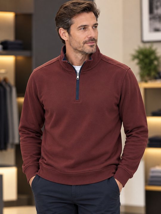 Modango Sweater 1/4 Zip | Burgundy