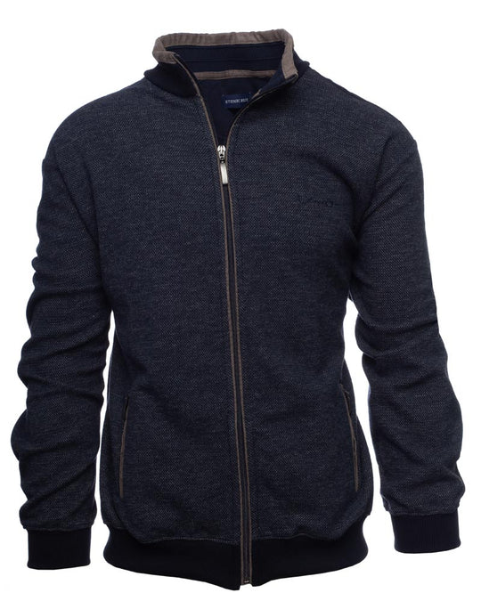 Ethnic Blue Zip-Up Jacket with Soft Touch | Navy