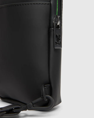 Psycho Bunny Mens Rubberized Crossbody | Black