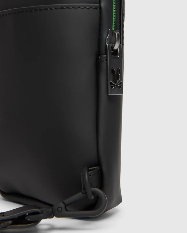 Psycho Bunny Mens Rubberized Crossbody | Black