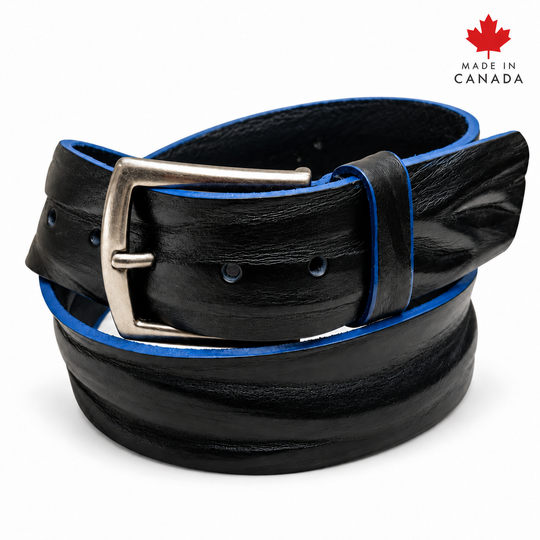 Ceinture en cuir Bench Craft | Noir/Bleu marine