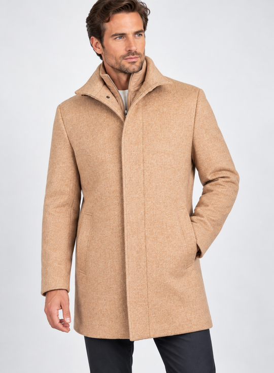 7 Downie St. Wool Blend Car Coat | Beige