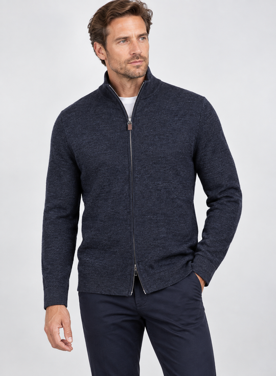 7 Downie St. Full Zip Merino Sweater | Navy