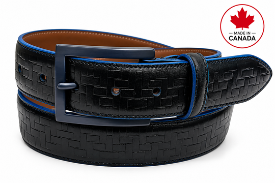 Ceinture en cuir Bench Craft | Noir/Bleu marine