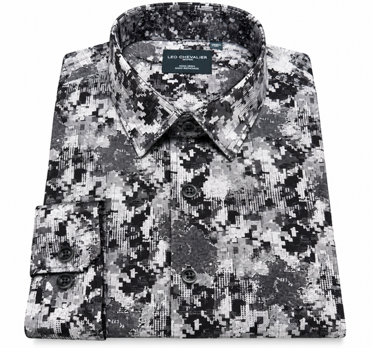 Leo Chevalier Non Iron Shirt | Black Grey