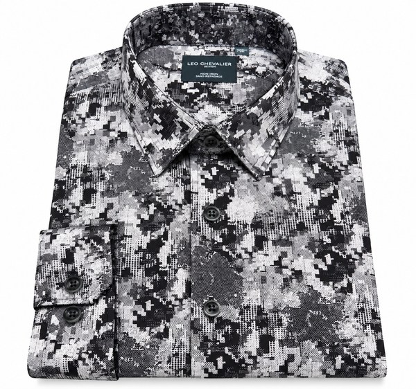 Leo Chevalier Non Iron Shirt | Black Grey