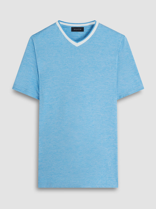 Bugatchi Lux V-Neck T-Shirt, Azure - Caswell's Fine Menswear