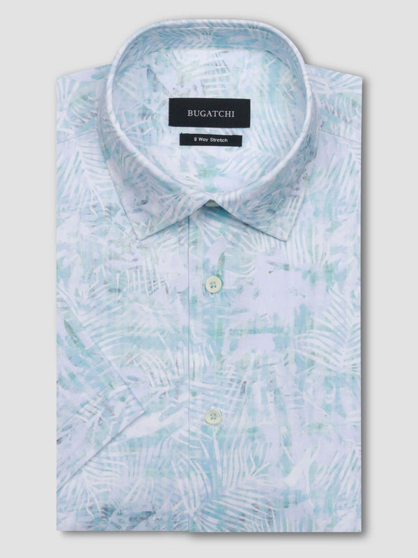Bugatchi Ooohcotton Shirt Short Sleeve, Turquoise - Caswell's Fine Menswear