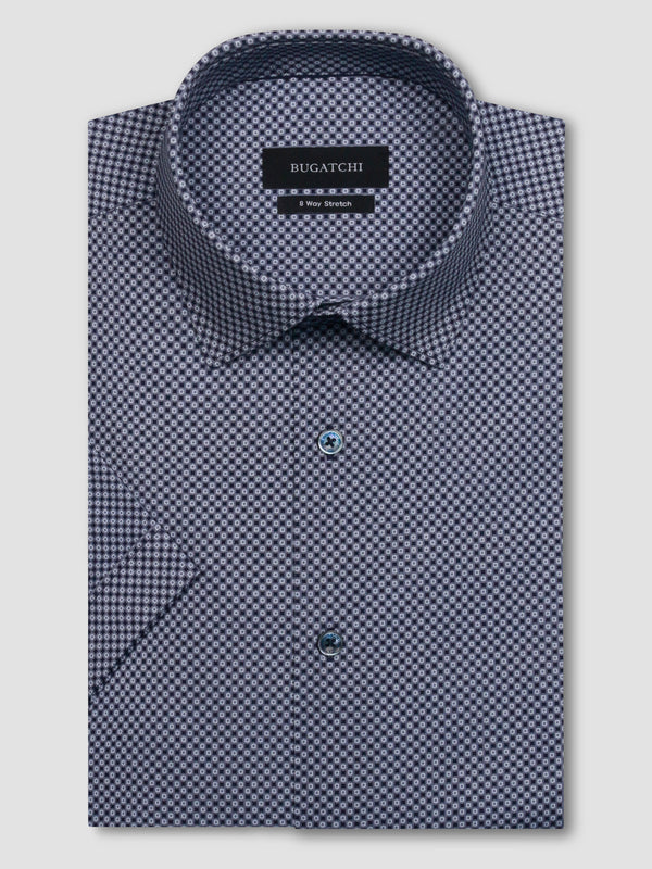 Bugatchi Ooohcotton Short Sleeve Shirt, Navy - Caswell's Fine Menswear