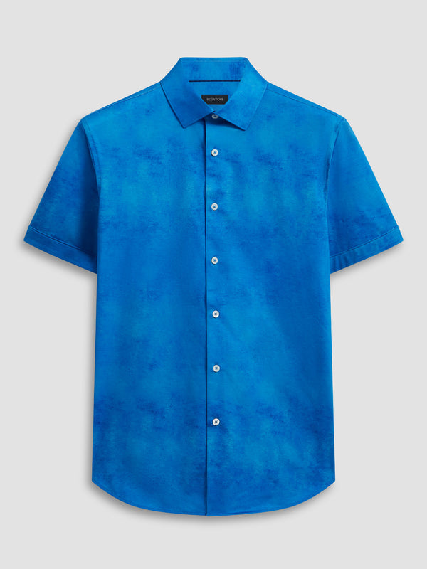 Bugatchi Oooh Cotton Shirt Short Sleeve, Classic Blue - Caswell's Fine Menswear
