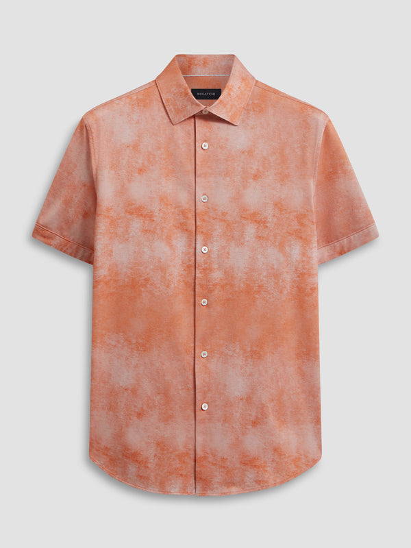 Bugatchi Ooohcotton Shirt Short Sleeve, Coral - Caswell's Fine Menswear