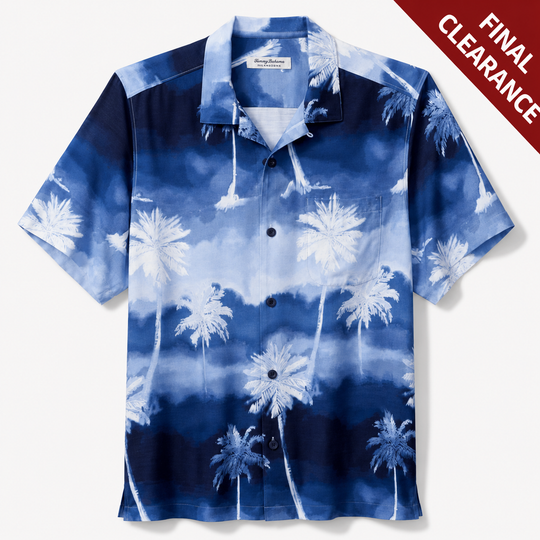 Tommy Bahama Men's Bahama Coast Palm Showers Camp Shirt | Glacier Blue