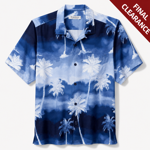 Tommy Bahama Men's Bahama Coast Palm Showers Camp Shirt | Glacier Blue