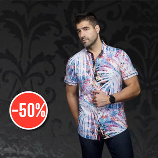 Au Noir 360° Stretch Shirt Short Sleeve | CAMERON, White Multi