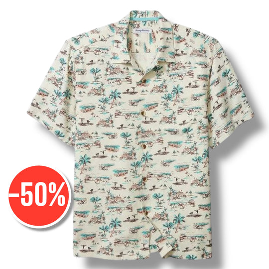 Tommy Bahama Casablanco Silk Camp Shirt | Coconut Cream
