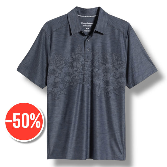 Tommy Bahama Palm Coast Hibiscus Border IslandZone® Polo | Coal