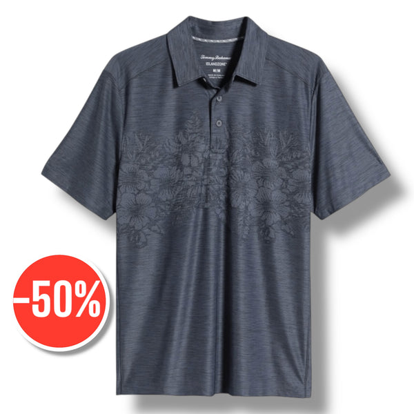 Tommy Bahama Palm Coast Hibiscus Border IslandZone® Polo | Coal