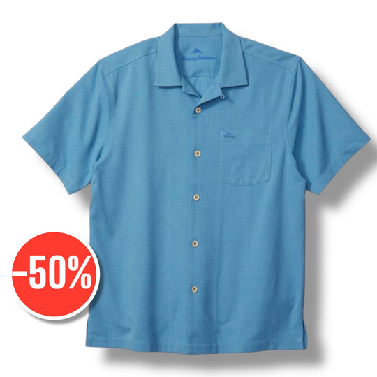 Tommy Bahama Coastal Breeze Check IslandZone® Camp Shirt | Vacation Blue