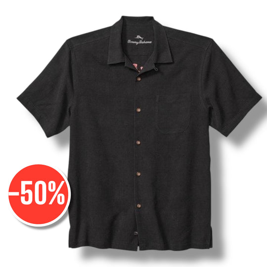 Tommy Bahama Bali Border Silk Camp Shirt | Black