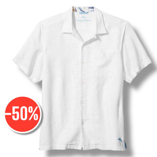 Tommy Bahama Sea Glass Linen Camp Shirt | White