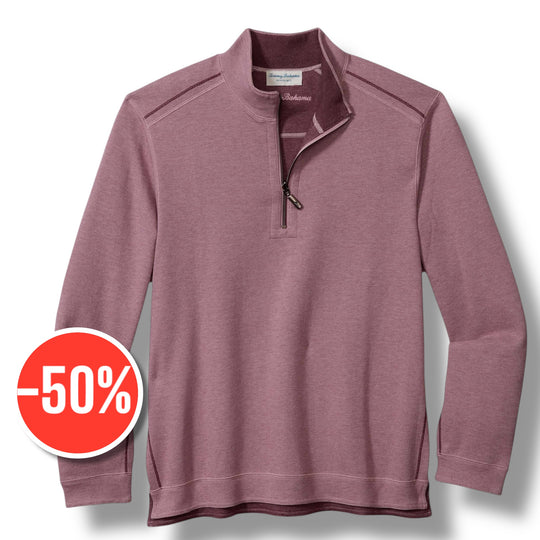 Tommy Bahama Flipfield 1/2 Zip | Purple Potion Heather
