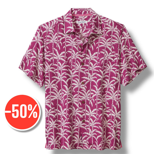 Tommy Bahama  Palm Party IslandZone® Silk-Blend Camp Shirt | Deep Holyhock