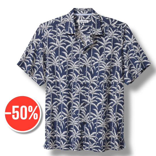Tommy Bahama  Palm Party IslandZone® Silk-Blend Camp Shirt | Bering Blue