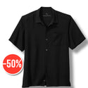 Tommy Bahama Hawaiian Herringbone Silk Camp Shirt | Black